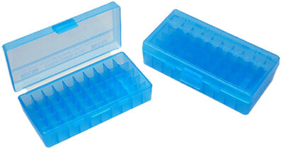 FLIP TOP PISTOL AMMO BOXES FLIP TOP PISTOL AMMO BOX 40S&W-45ACP 50 ROUND BLUE