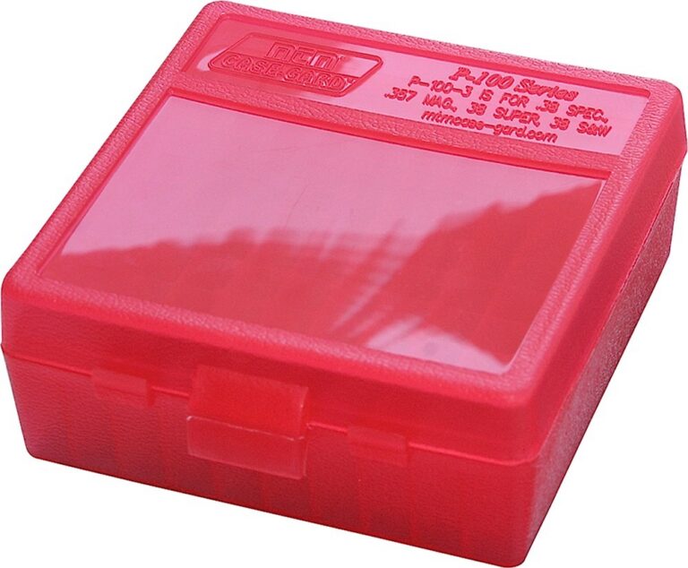 FLIP TOP PISTOL AMMO BOXES FLIP TOP PISTOL AMMO BOX 38 SPL-357 MAGNUM 100 ROUND RED