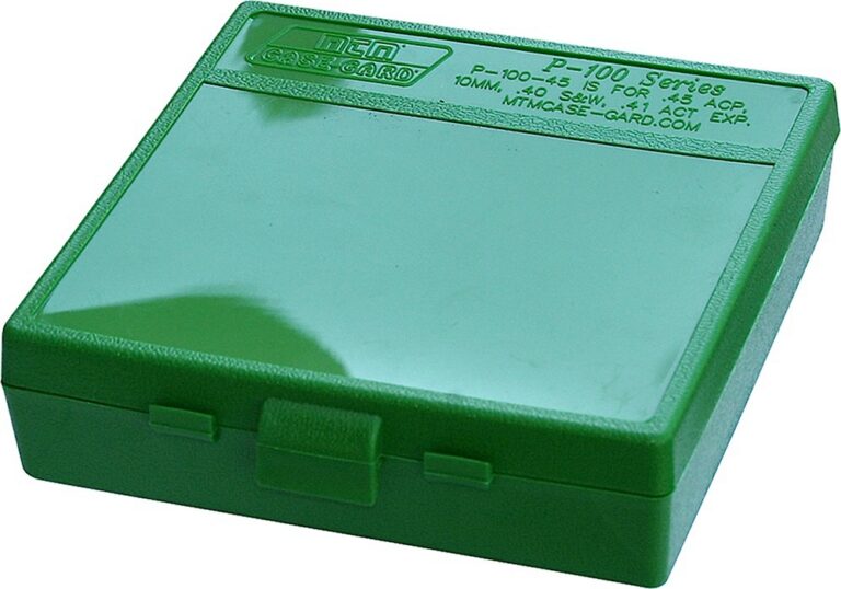 FLIP TOP PISTOL AMMO BOXES FLIP TOP PISTOL AMMO BOX 9MM-380 ACP 100 ROUND GREEN
