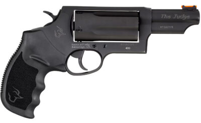 Taurus 2-441031MAG Judge Magnum Compact 45 Colt (Long Colt)/410 Gauge 5 Shot 3″ Matte Black Oxide Steel Barrel, Cylinder & Frame, Black Ribber Grip, Transfer Bar Safety, Exposed Hammer