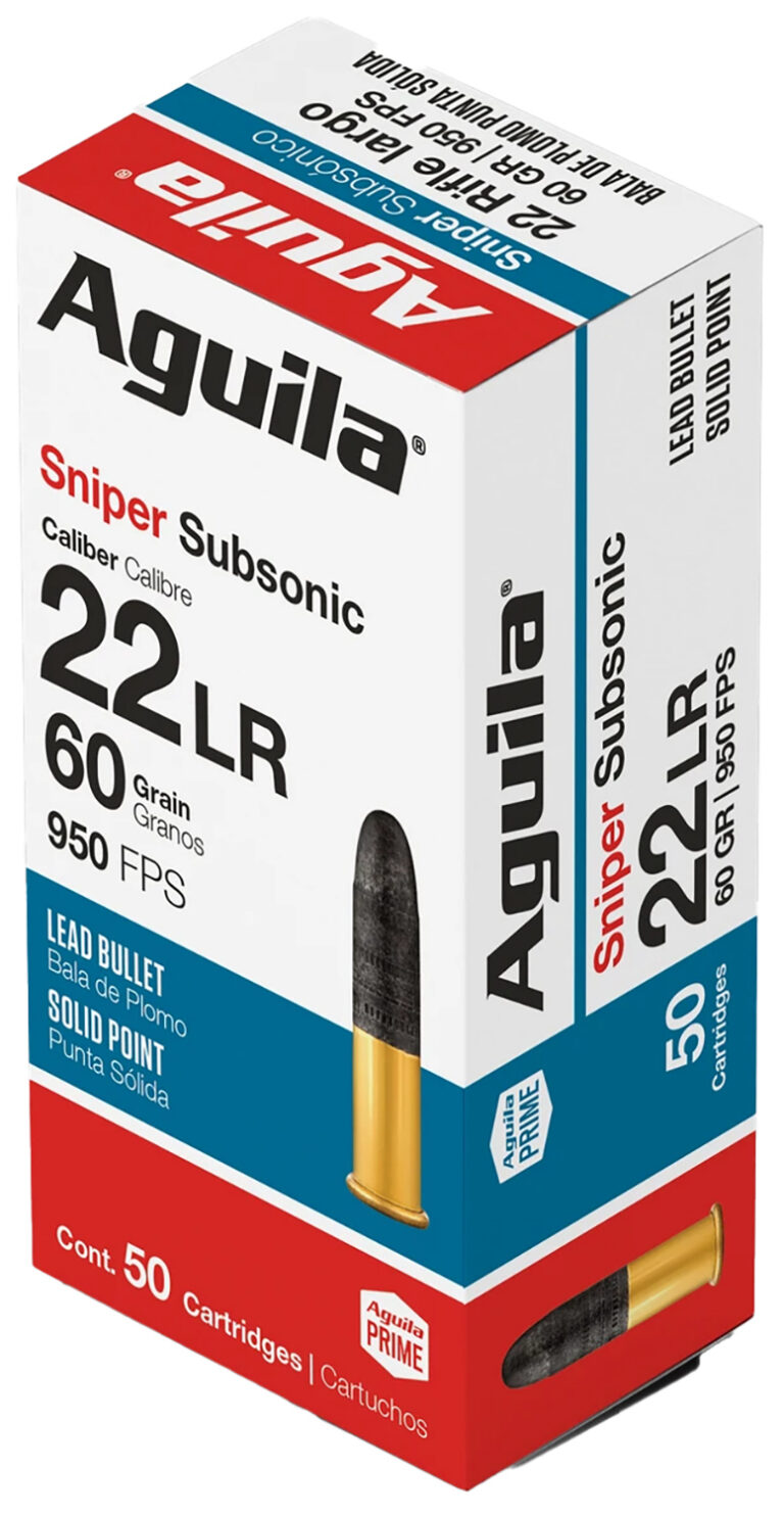 Aguila 1B222112 Special Sniper Subsonic 22 LR 60 gr Lead Round Nose (LRN) 50 Bx/