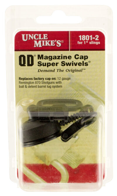 Uncle Mike’s 18012 Mag Cap Swivel Set made of Steel with Blued Finish, 1″ Loop Size & Quick Detach Style for 12 Gauge Remington 870 & 870 Youth Shotguns Includes Two Super Swivels