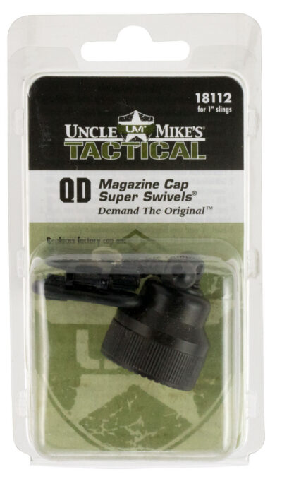 Uncle Mike’s 18112 Mag Cap Swivel Set made of Steel with Blued Finish, 1″ Loop Size & Quick Detach Style for Mossberg 590, 835 Includes Two Super Swivels