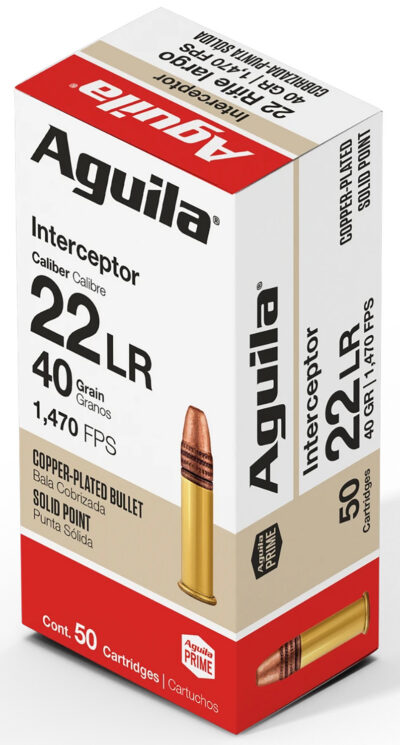 Aguila 1B220320 Interceptor  22LR 40gr Copper Plated Solid Point 50 Per Box/20 Case