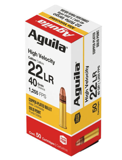 Aguila 1B222328 Standard High Velocity 22 LR 40 gr Copper-Plated Solid Point 50
