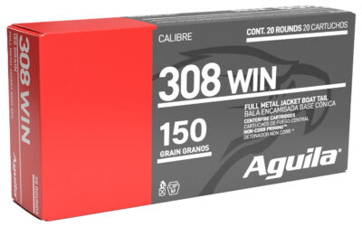 Aguila 1E308110 Target & Range Rifle 308 Win 150 gr Full Metal Jacket Boat Tail 20 Per Box/ 25 Case
