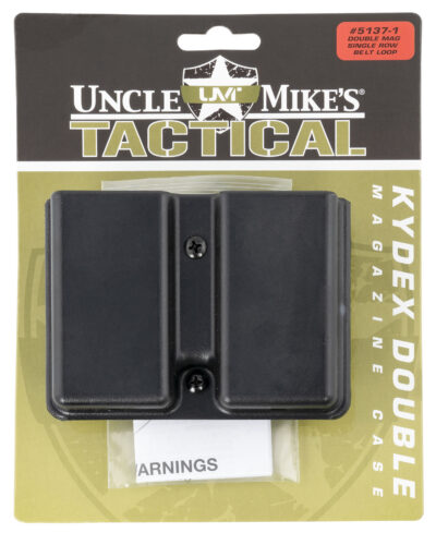 Uncle Mike’s 51371 Kydex Double Mag Case Black Kydek, Belt Clip Mount Fits Belts Up To 1.75″, Compatible With Single Stack Magazines