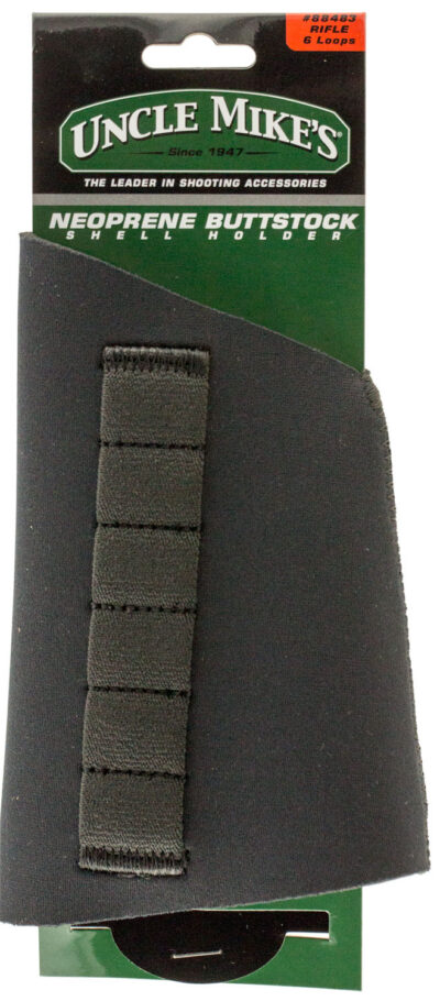 Uncle Mikes 88483 Buttstock Shell Holder Rifle 6 Rounds Black Neoprene