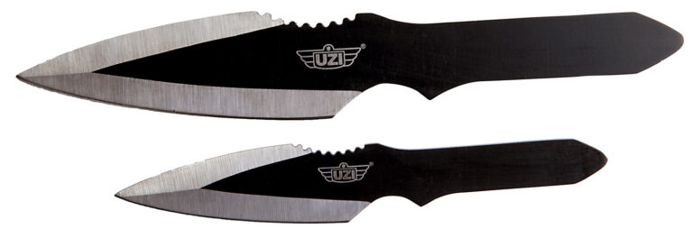 Uzi Accessories UZKTRW002 Throwing Knives Fixed Spear Point Plain Black Stainless Steel Blade Black Stainless Steel Handle Includes