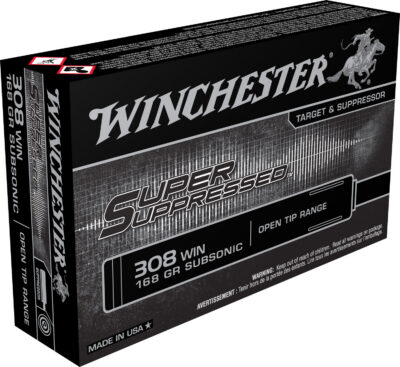 Winchester Ammo SUP308 Super Suppressed  308 Win 168 gr Open Tip Range 20 Bx/ 10