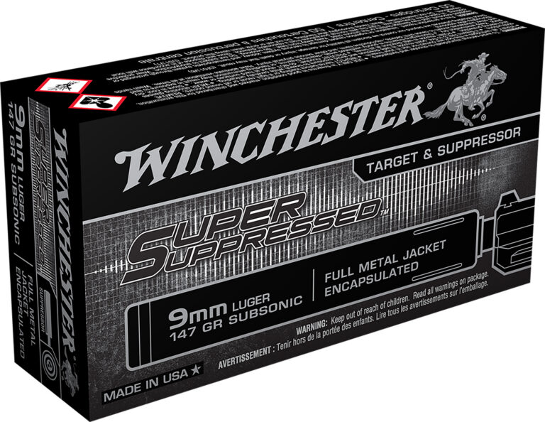 SUPER SUPPRESSED 9MM LUGER HANDGUN AMMO 9MM LUGER 147GR FULL METAL JACKET ENCAPSULATED 50/BOX