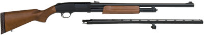 Mossberg 54264 500 Combo 12 Gauge 5+1 3″ 24″ Slugster/28″ Vent Rib Steel Barrels, Dual Extractors,  Blued Steel Receiver w/Integral Scope Mount, Fixed Wood Stock, Fully Rifled Bore Choke