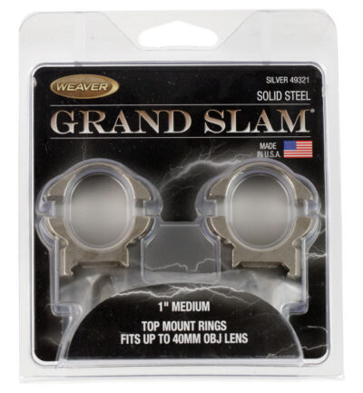 Weaver Grand Slam Steel Rings Silver 1″ Medium Clamshell Pack