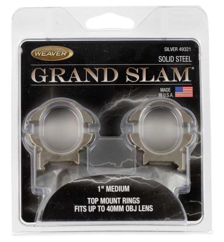 Weaver Grand Slam Steel Rings Silver 1" Medium Clamshell Pack