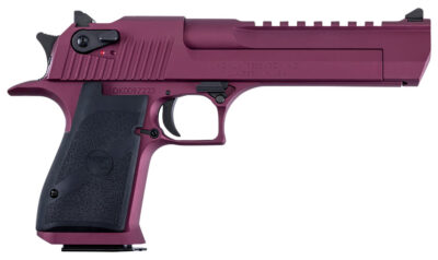 Magnum Research DE44BKC Desert Eagle Black Cherry 44 Mag 7+1 6″ Black Barrel, Metallic Black  Cherry Cerakote Serrated Slide, Aluminum Frame w/Picatinny Rail & Beavertail Black Rubber Grips