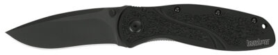 Kershaw 1670BLK Blur  3.40″ Folding Drop Point w/Recurve Plain Black DLC 14C28N Steel Blade Black Anodized Aluminum Handle Includes Pocket Clip