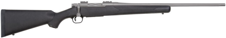 Mossberg 28005 Patriot  243 Win 5+1 22" Stainless Cerakote Fluted Barrel, Stainless Cerakote Receiver Drilled & Tapped, Black Fixed Synthetic Stock, Right Hand