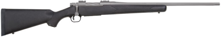 Mossberg 28006 Patriot  7mm-08 Rem 5+1 22" Stainless Cerakote Fluted Barrel, Stainless Cerakote Receiver Drilled & Tapped, Black Fixed Synthetic Stock, Right Hand