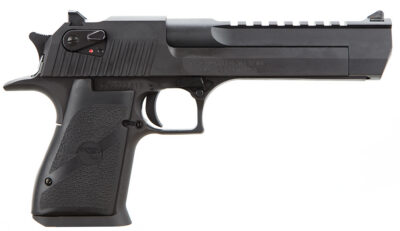 Magnum Research DE44 Desert Eagle Mark XIX 44 Rem Mag Caliber with 6″ Picatinny Rail Barrel, 8+1 Capacity, Overall Black Finish Carbon Steel, Beavertail Frame, Serrated Slide & Rubber Grip