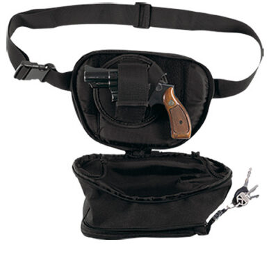 Bulldog BD850 Fanny Pack Small Handgun Holster Black Water-Resistant Nylon, Fits Up To 50″ Waist, Ambidextrous