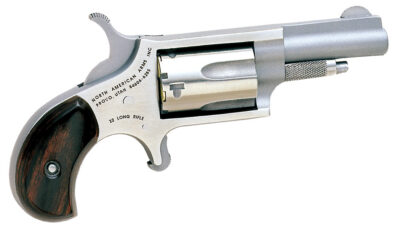 North American Arms 22LLR Mini-Revolver  22 LR 5 Shot 1.63″ Stainless Steel Barrel, Frame & Cylinder, Rosewood Birdshead Grip Exposed Hammer