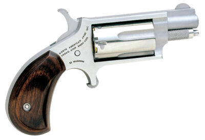North American Arms 22MS Mini-Revolver *CA Compliant 22 WMR 5 Shot 1.13″ Stainless Steel Barrel, Frame & Cylinder, Rosewood Birdshead Grip Exposed Hammer