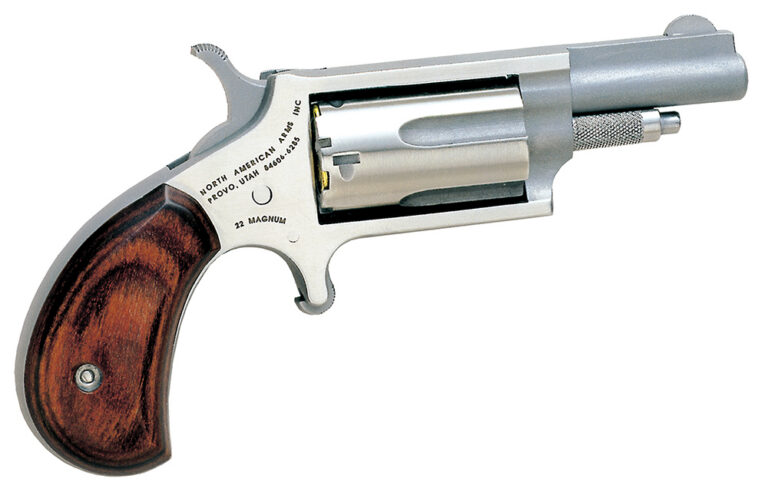North American Arms 22M Mini-Revolver  22 WMR 5 Shot 1.63" Stainless Steel Barrel, Frame & Cylinder, Rosewood Grip Exposed Hammer