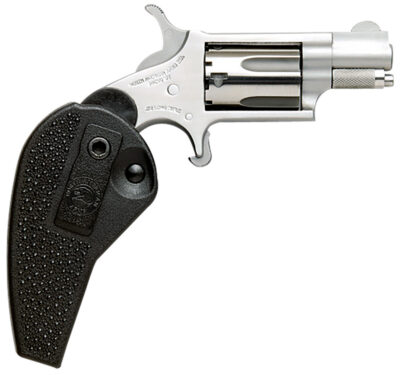 North American Arms 22MSHG Mini-Revolver  Compact Frame 22 WMR 5 Shot 1.13″ Stainless Steel Barrel, Frame & Cylinder, Black Synthetic Holster Grip, Exposed Hammer