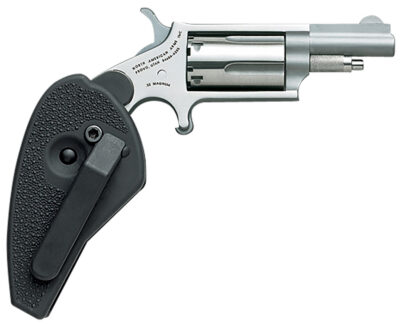 North American Arms 22MCHG Mini-Revolver  22 LR/22 WMR 5 Shot 1.63″ Stainless Steel Barrel, Frame & Cylinder, Black Synthetic Holster Grip, Exposed Hammer