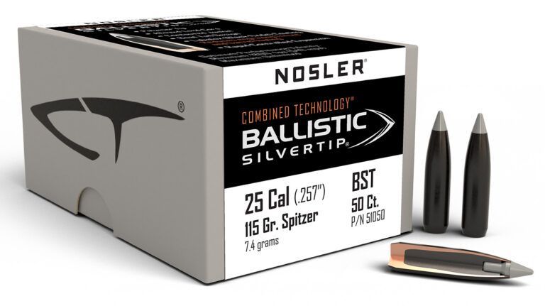 Nosler 51050 Ballistic Silvertip 25Cal 115gr Spitzer Point 50/Box