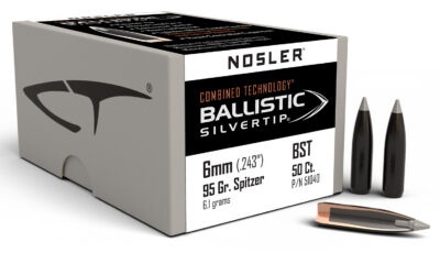 Nosler 51040 Ballistic Silvertip 6mm .243 95 GR Spitzer Point 50 Box
