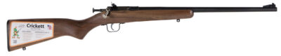 Crickett KSA2338 Youth  22 WMR 1rd 16.12″ Barrel & Receiver, Fixed Front/Adjustable Rear Peep Sights, Walnut Stock w/11.5″ LOP, Rebounding Firing Pin Safety