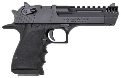 Magnum Research DE50L5IMB Desert Eagle L5 50 AE 5″ with Muzzle Brake 7+1 Black Hardcoat Anodized Aluminum Frame Black Carbon Steel Slide Black Hogue Wraparound Rubber Grip