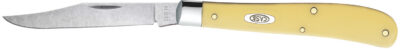 Case 031 S Trapper Slimline 3.25″ Folding Clip Point Plain Tumble Polish Chrome Vanadium Steel Blade Yellow Synthetic Handle