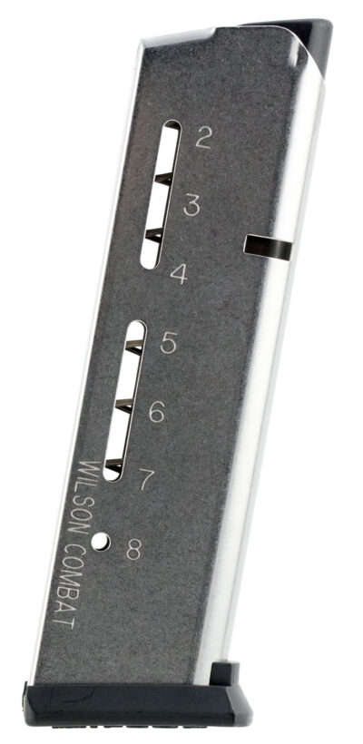 ELITE TACTCAL 1911 45 ACP HANDGUN MAGAZINE WITH POLYMER BASE GOVT .45 ACP 8-RD, SILVER, POLYMER BASE