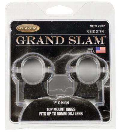 Weaver Grand Slam Steel Rings Matte Black 1″ XHigh Clamshell Pack