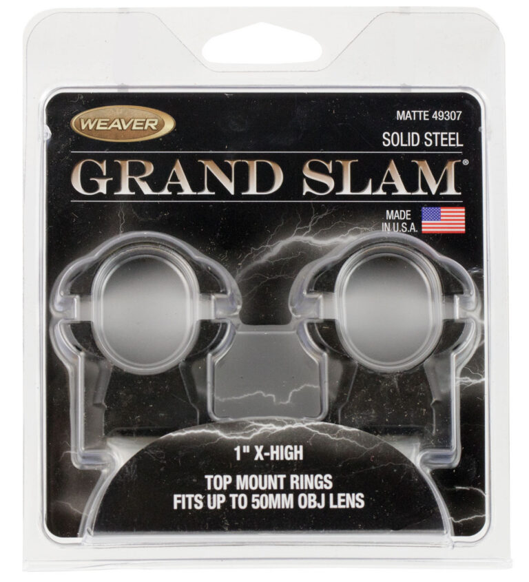 Weaver Grand Slam Steel Rings Matte Black 1" XHigh Clamshell Pack