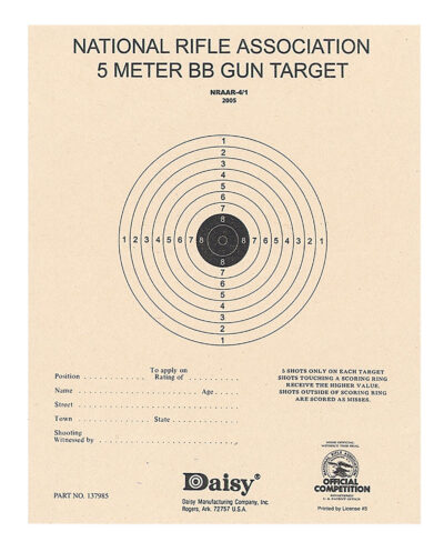 Daisy 408 NRA 5-Meter Target  Hanging Paper Bullseye Tan 50 Pack