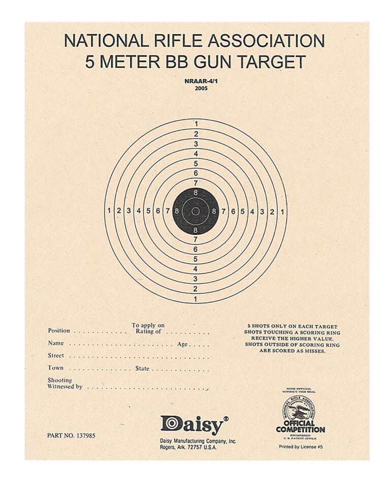 Daisy 408 NRA 5-Meter Target Hanging Paper Bullseye Tan 50 Pack