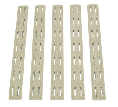AR-15 KEYMOD RAIL PANEL KIT 5-PACK RUBBER RAIL PANEL KIT 5-PACK KEYMOD RUBBER FLAT DARK EARTH 5.5”