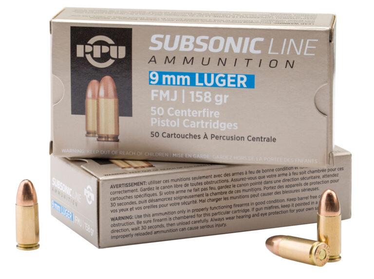 PPU PPS9MM Subsonic  9mm Luger Subsonic 158 gr Full Metal Jacket (FMJ) 50 Bx/ 20