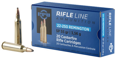 PPU PP22250 Standard Rifle  22-250Rem 55gr Soft Point 20 Per Box/10 Case