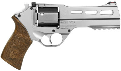 Chiappa Firearms CF340247 Rhino 50SAR *CA Compliant 357 Mag 6 Shot 5″ Nickel-Plated Steel Barrel & Cylinder, Nickel-Plated Aluminum Frame & Barrel Shroud, Picatinny Rail, Walnut Grip