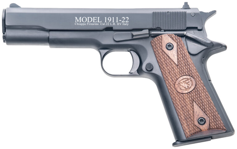 Chiappa Firearms 401038 1911-22 Standard 22 LR SAO 5" 10+1 Walnut Grip Black Sli