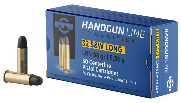 PPU PPH32SW Handgun  32 S&W Long 98 gr Lead Round Nose (LRN) 50 Bx/ 10 Cs