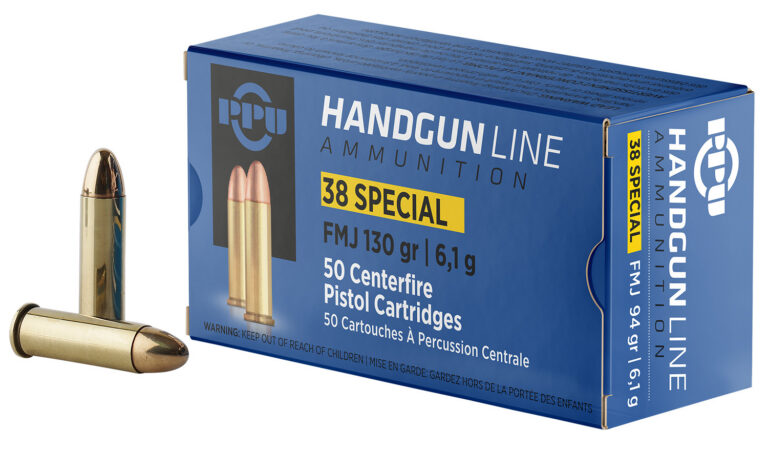 PPU PPH38SF Handgun  38 Special 130 gr Full Metal Jacket (FMJ) 50 Bx/ 10 Cs