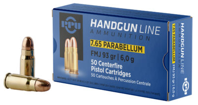 PPU PPH765P Handgun  7.65 Parabellum 93 gr Full Metal Jacket (FMJ) 50 Bx/ 20 Cs