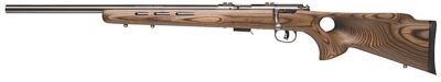 Savage Arms 96210 93R17 BTVLSS Full Size 17 HMR 5+1 21″ Satin Heavy Button Rifled Barrel, Satin Drilled & Tapped Stainless Steel Receiver, Natural Brown Thumbhole Laminate Stock, Left Hand