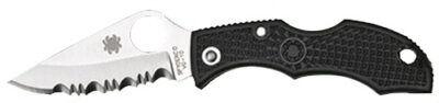 Spyderco LBKS3 Ladybug 3  1.94″ Folding Modified Clip Point Serrated VG-10 SS Blade Black FRN Handle