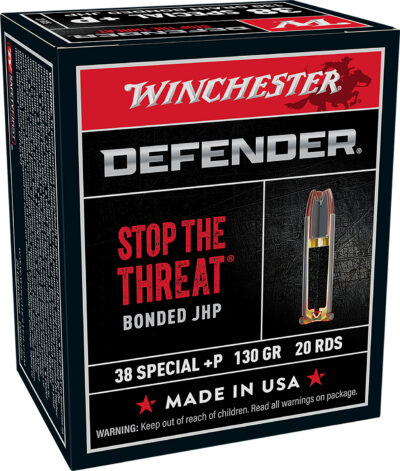 Winchester Defender Pistol Ammo 38 Spl+P 130 gr. Bonded Jacket HP 20 rd.